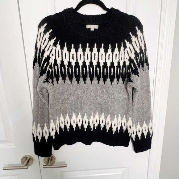 J. Crew Fair Isle crewneck sweater size XS grey white black wool alpaca - Picture 4 of 7